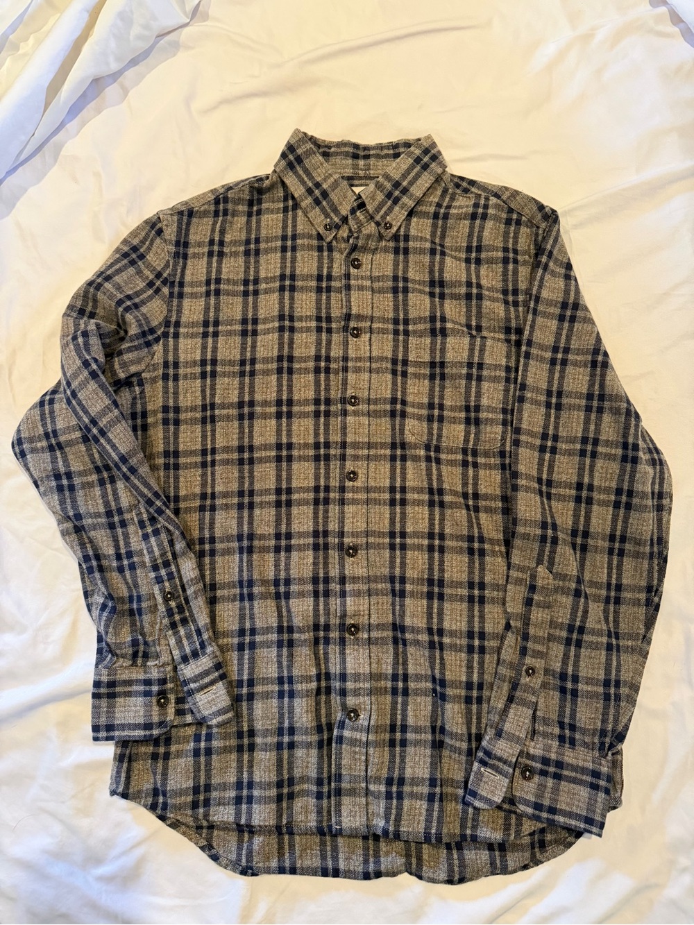Taylor Stitch  Jack 38 Gray and Navy Flannel Plaid Button-Down Shirt